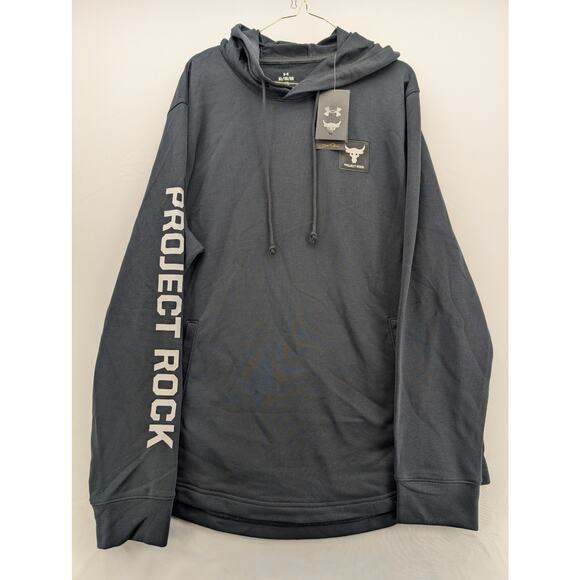 NWT Under Armour Men's Project Rock Terry Hoodie in Black sz XL - Picture 7 of 8